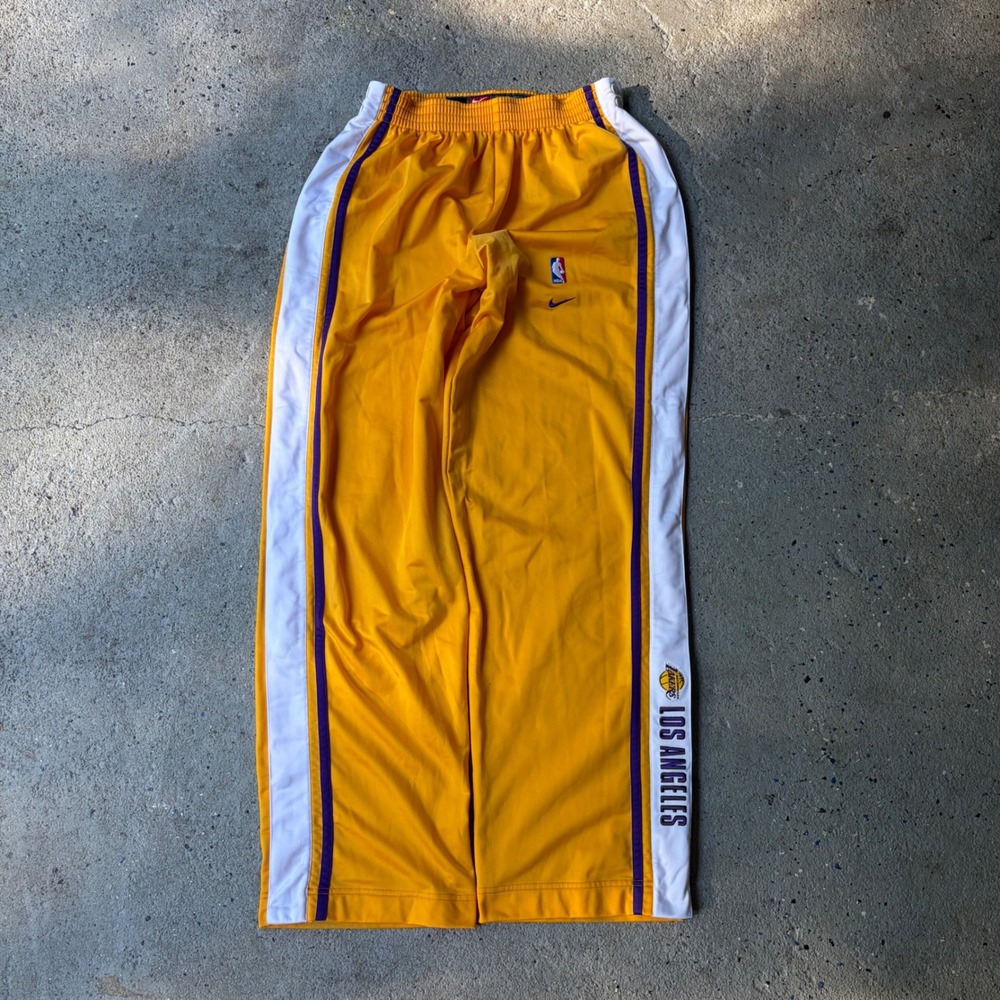 Nike Team Los Angeles Lakers Tear Away Pants Yellow Vintage NBA Mens Large